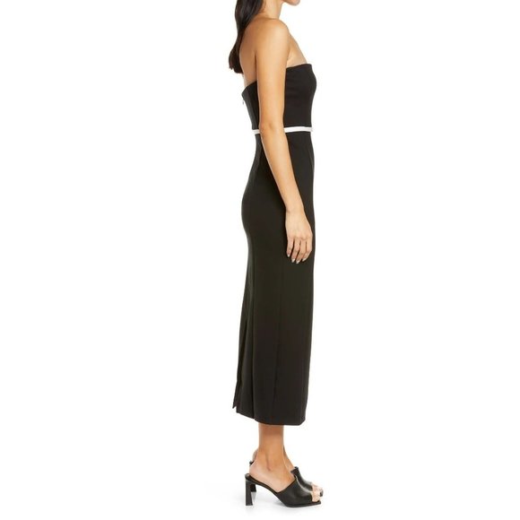 STAUD Honeydew Strapless Cocktail Dress Black and White Large NEW - Picture 4 of 12
